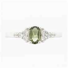 Anello in argento con moldavite e zirconi 3042