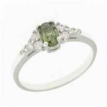 Anello in argento con moldavite e zirconi 3042