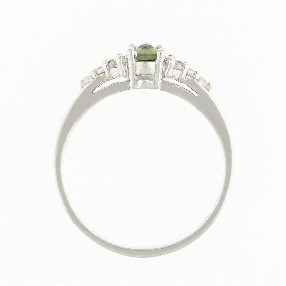 Silver ring with moldavite and zirconia 3042
