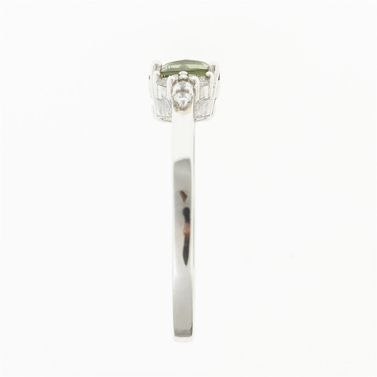 Silver ring with moldavite and zirconia 3042