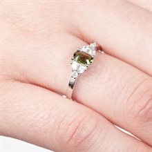 Silver ring with moldavite and zirconia 3042