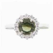 Anello in argento con moldavite e zirconi 3073