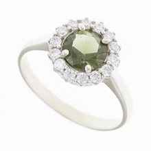 Anello in argento con moldavite e zirconi 3073