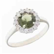 Anello in argento con moldavite e zirconi 3073