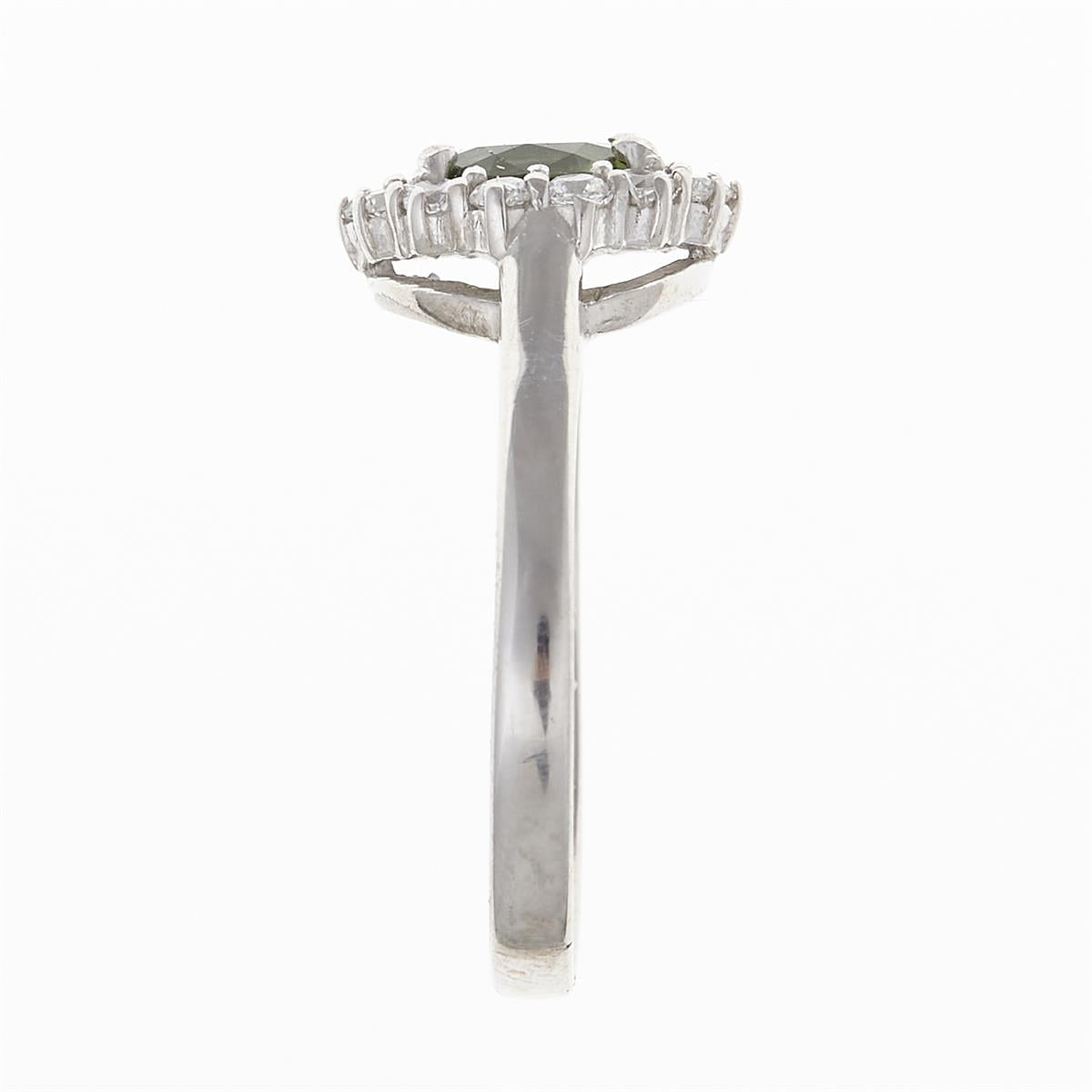 Silver ring with moldavite and zirkonia 3073