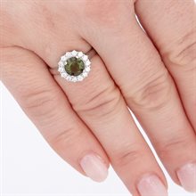Silver ring with moldavite and zirkonia 3073
