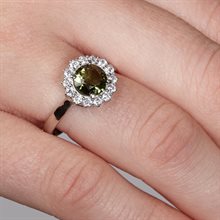 Silver ring with moldavite and zirkonia 3073