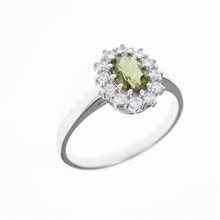 Anello in argento con moldavite e zirconi 3075