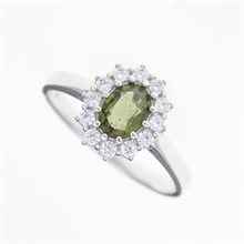 Anello in argento con moldavite e zirconi 3075