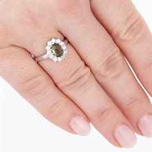 Anello in argento con moldavite e zirconi 3075