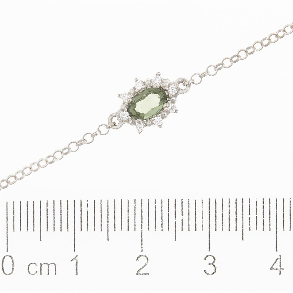 Silver bracelet with moldavites and zirconia 4001-1