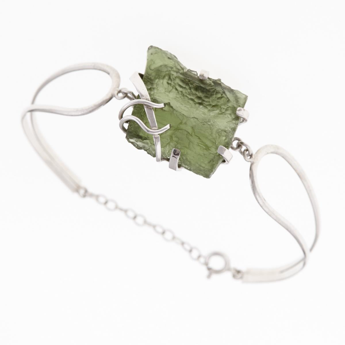 Silver bracelet with moldavite 6703