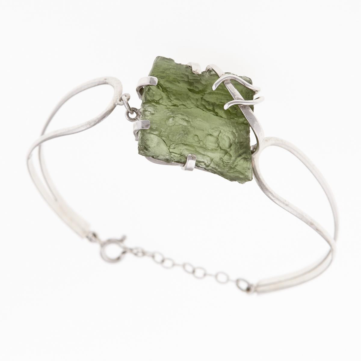 Silver bracelet with moldavite 6703