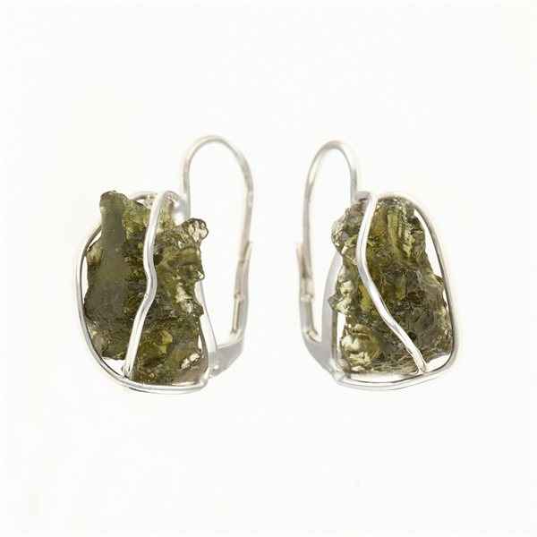 Orecchini in argento con Moldaviti naturali 9123-4