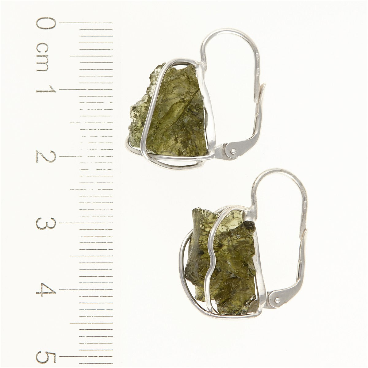 Silver earrings with natural moldavites 9123-4