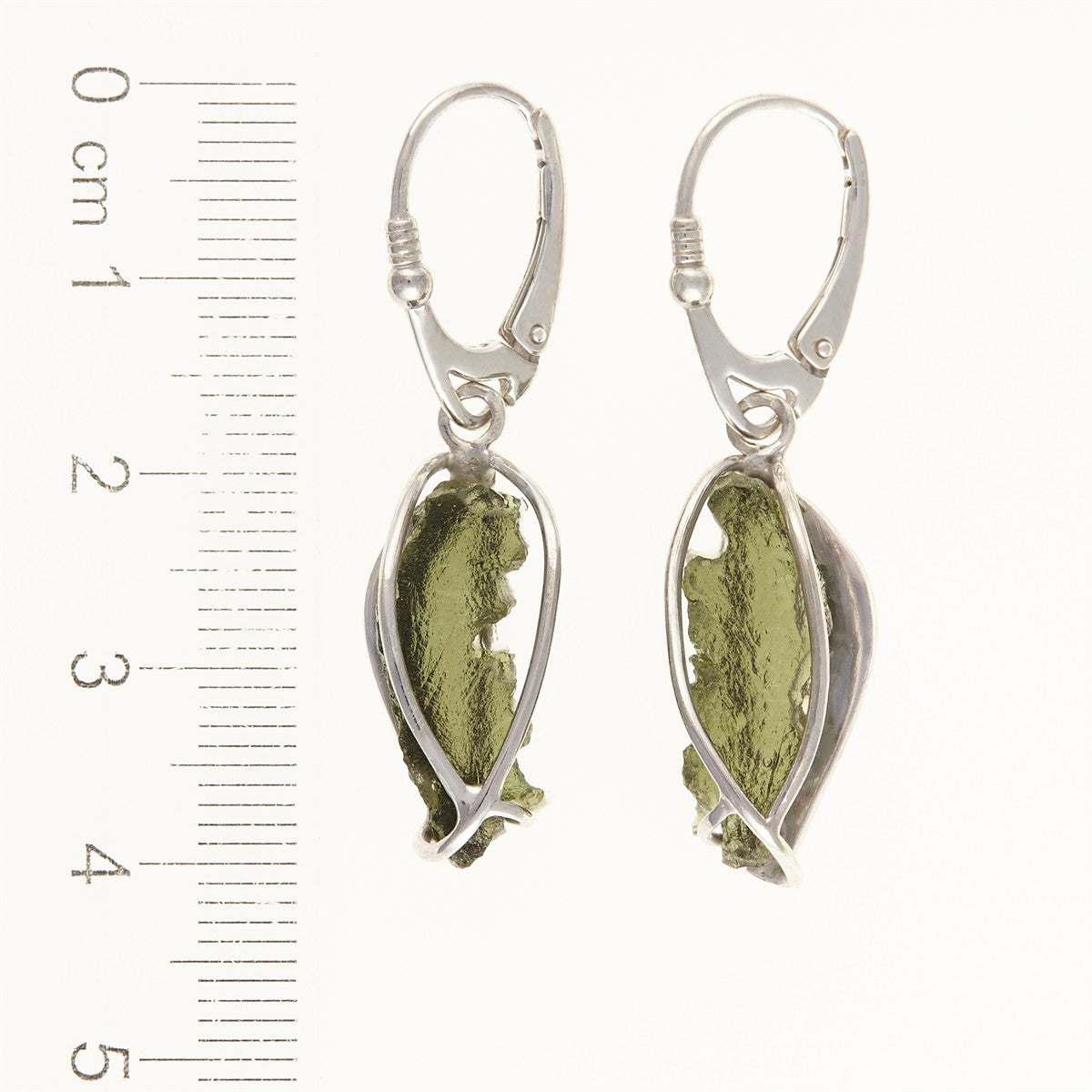 Silver earrings with natural moldavites 9124-4