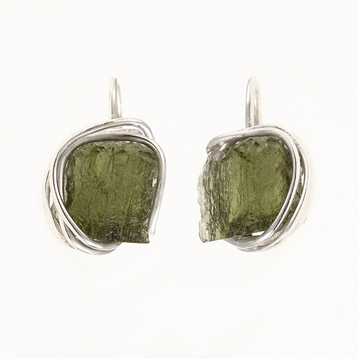 Silver earrings with natural moldavites 9125-4