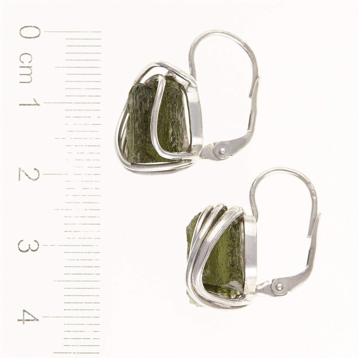 Silver earrings with natural moldavites 9125-4