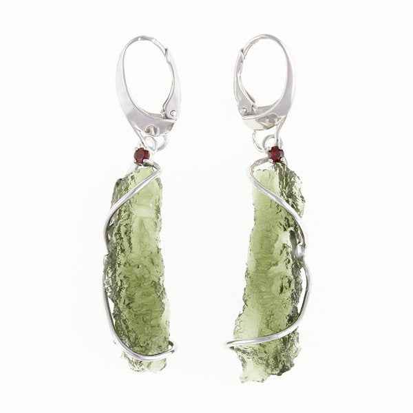 Orecchini in argento con Moldaviti naturali AN9127-4
