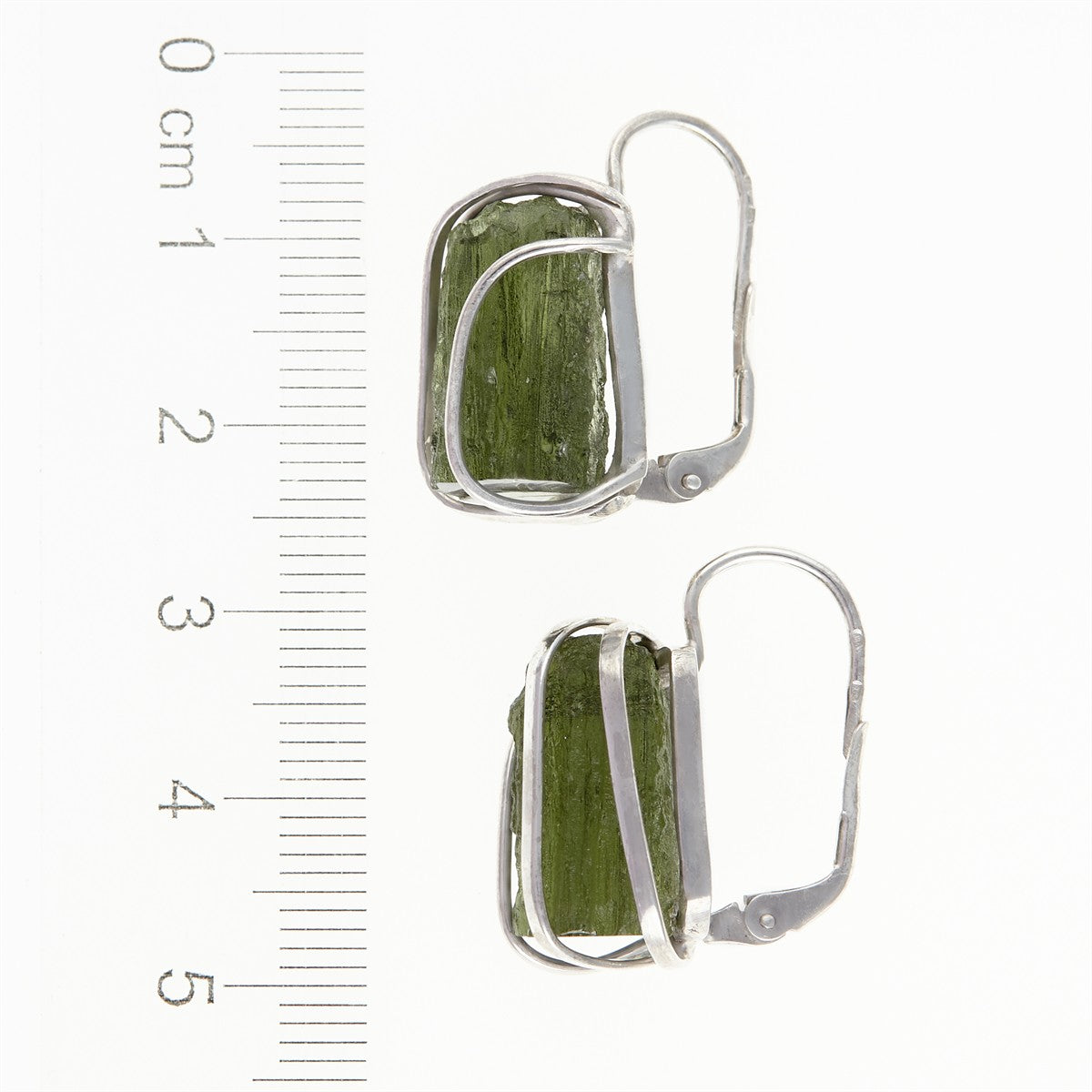 Silver earrings with natural moldavites AN9128-4
