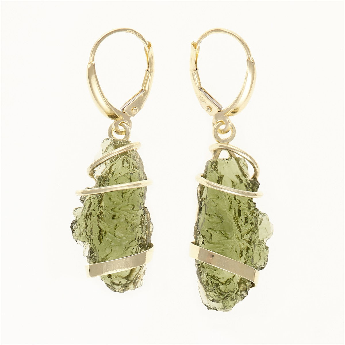 Golden earrings with moldavites 9071-4