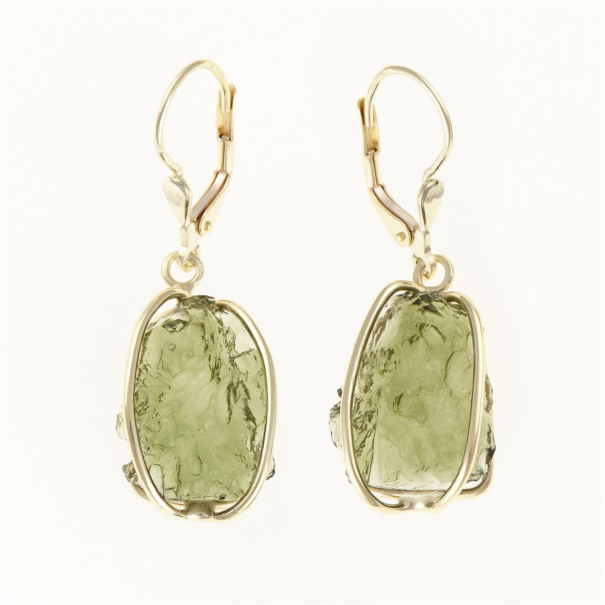 Golden earrings with moldavites 9072-4