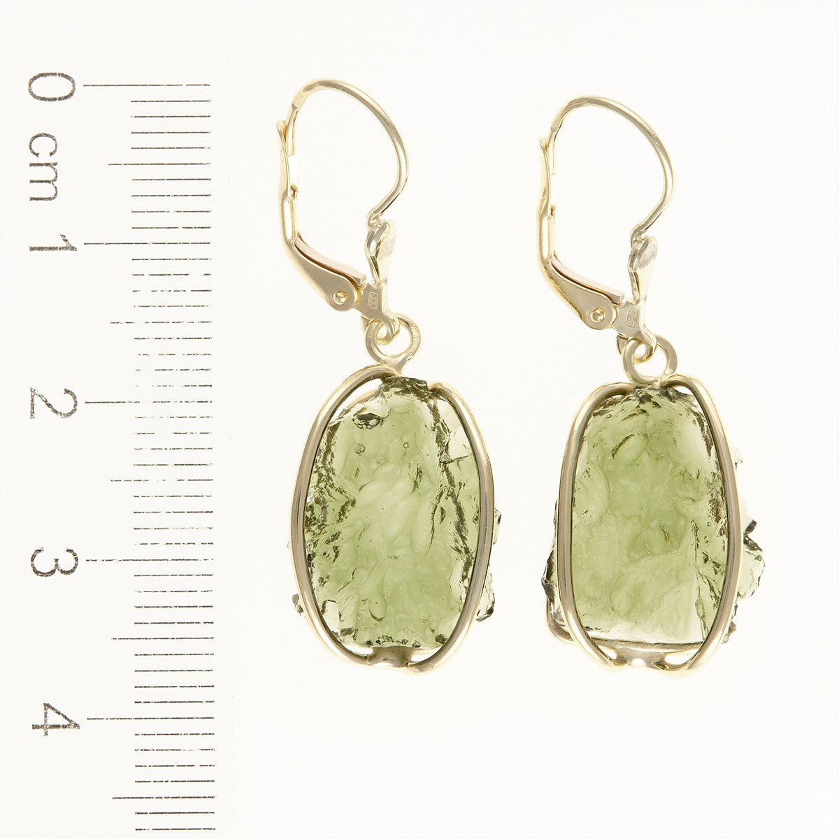 Golden earrings with moldavites 9072-4
