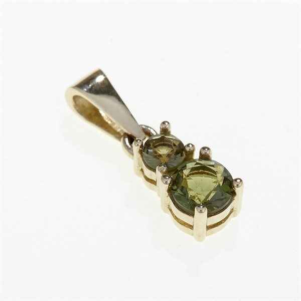 Golden pendant with moldavites 1018