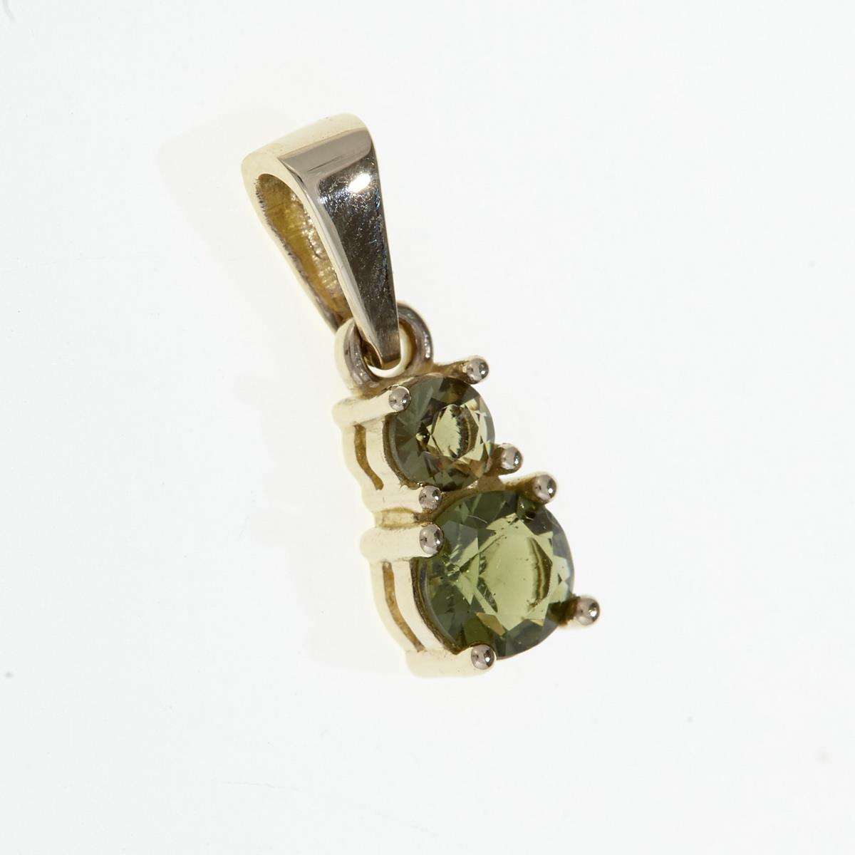Golden pendant with moldavites 1018