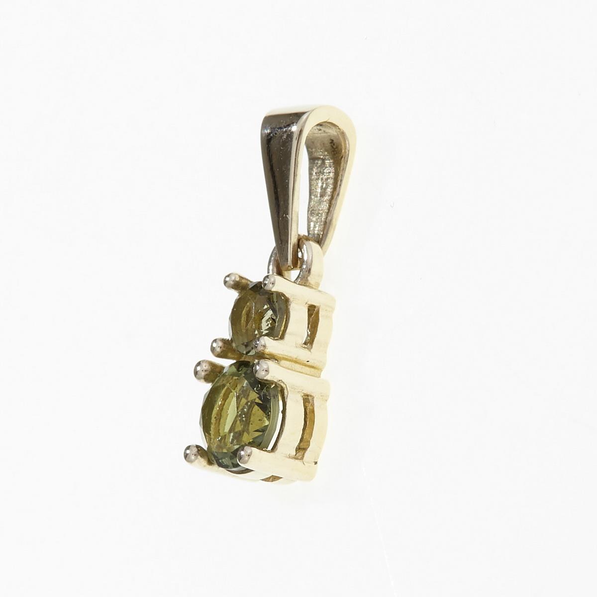 Golden pendant with moldavites 1018