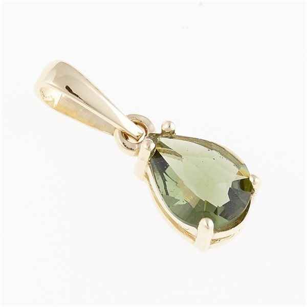 Golden pendant with moldavite 1019