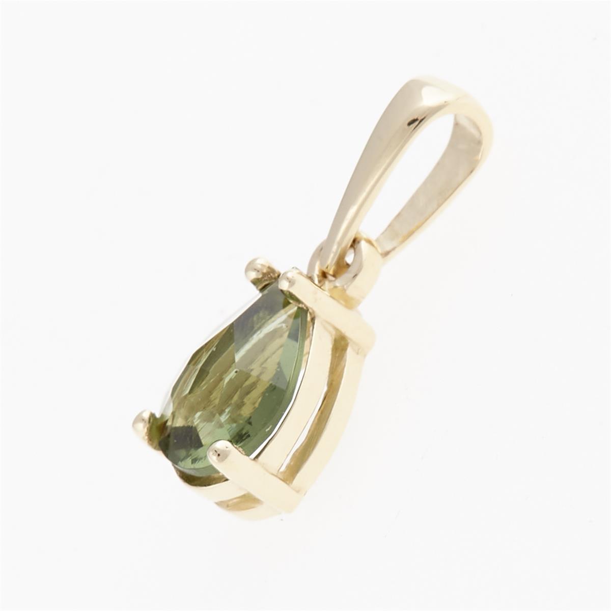 Golden pendant with moldavite 1019