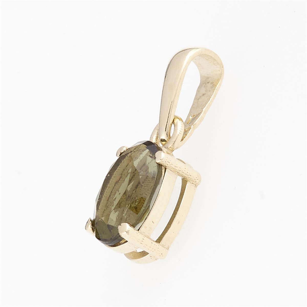 Golden pendant with moldavite 1191