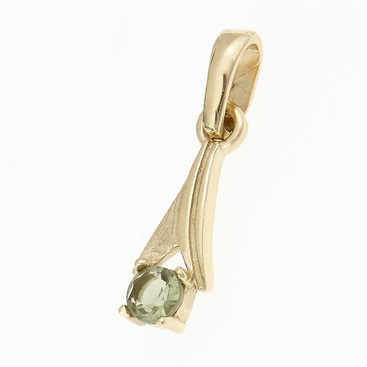 Golden pendant with moldavite 1214