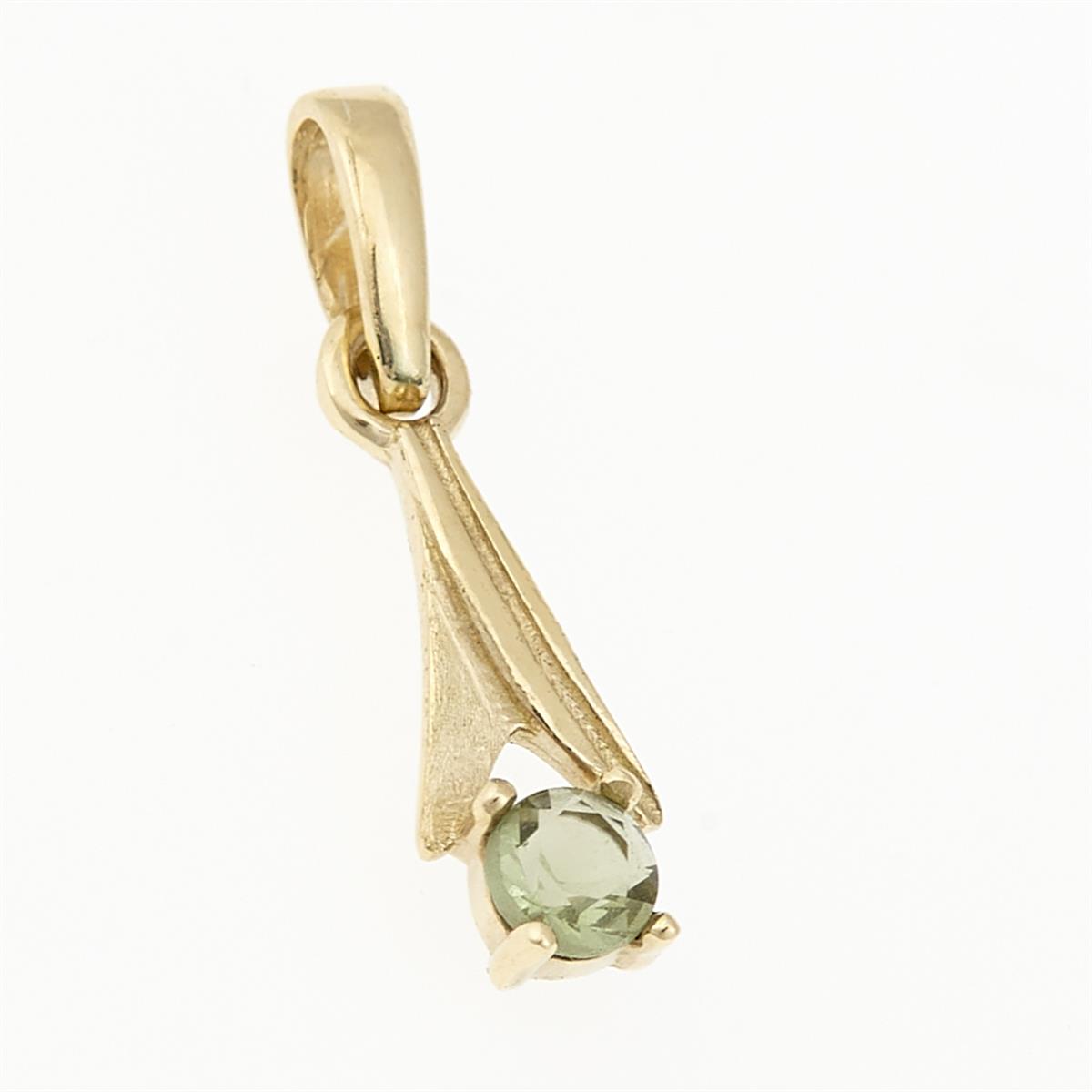 Golden pendant with moldavite 1214