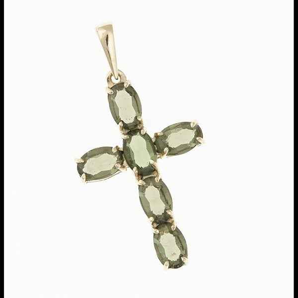 Golden pendant with moldavite 1327