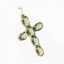 Golden pendant with moldavites - cross 1328
