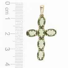 Golden pendant with moldavites - cross 1328