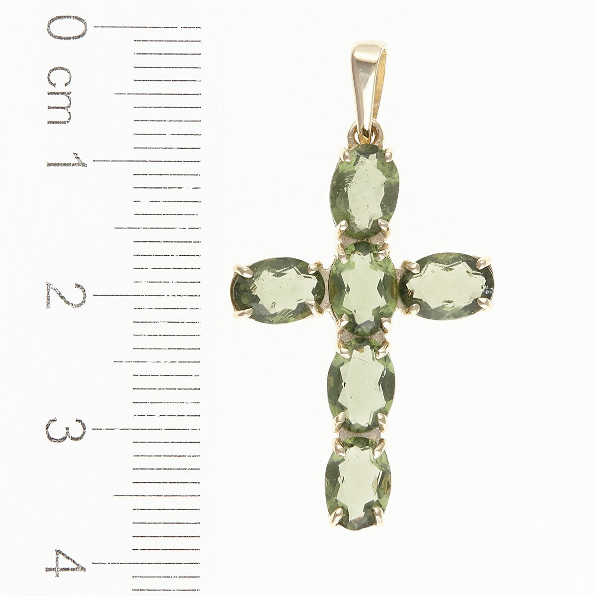 Golden pendant with moldavites - cross 1328