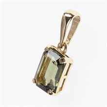 Golden pendant with moldavite 1386