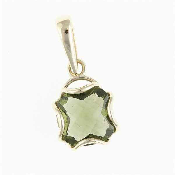 Golden pendant with moldavite 1527