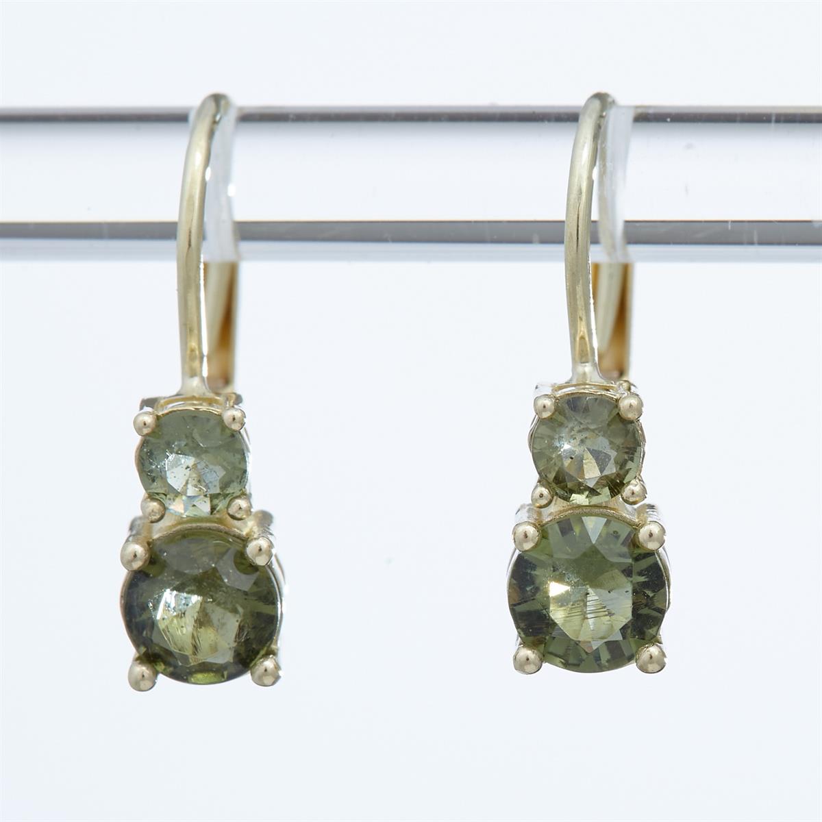 Golden earrings with moldavites 2018-4