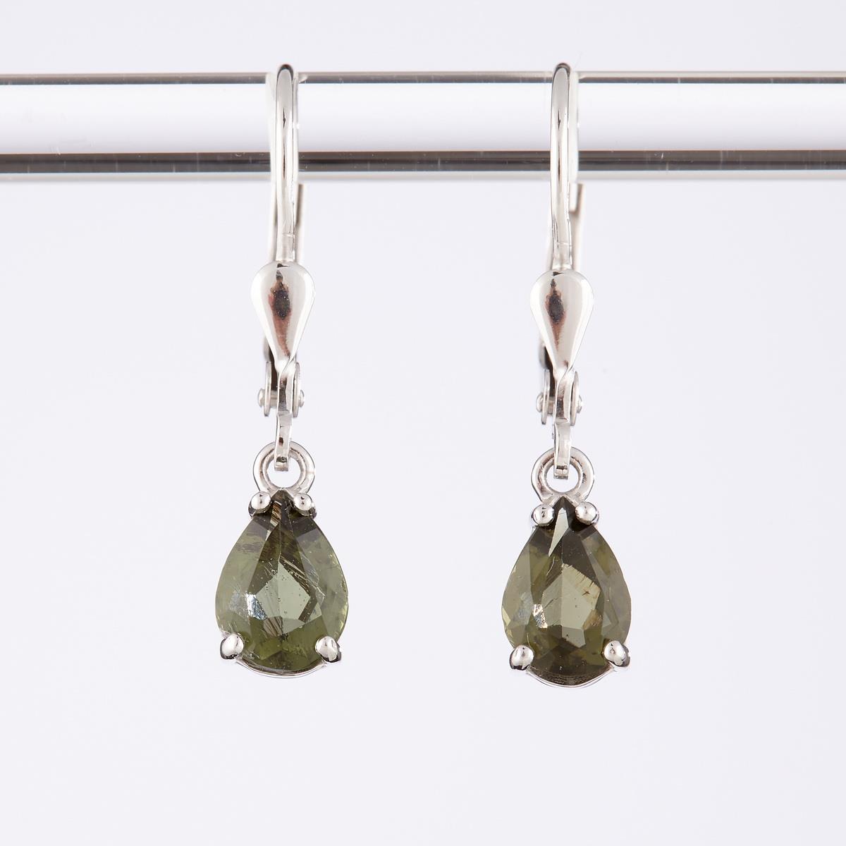 Golden earrings with moldavites 2019-4