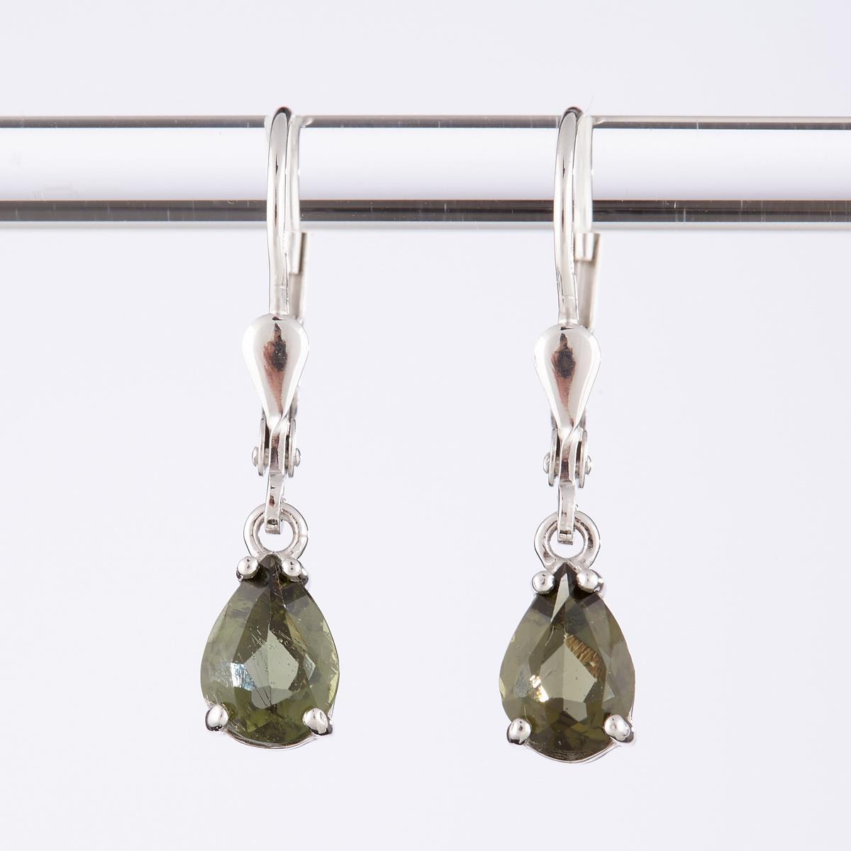 Golden earrings with moldavites 2019-4