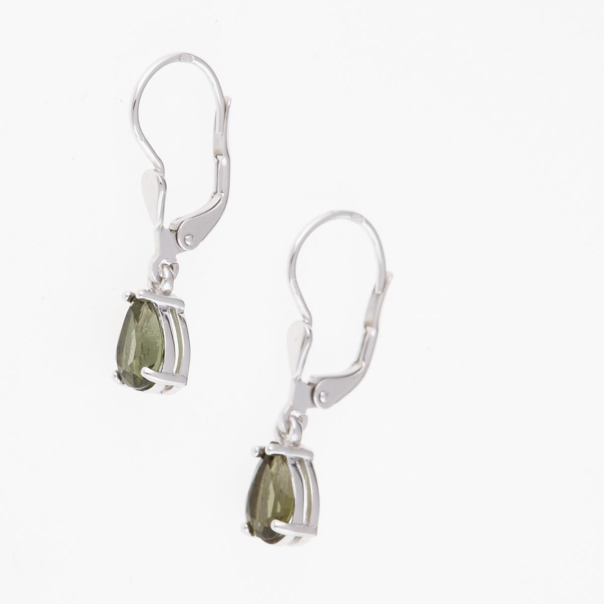 Golden earrings with moldavites 2019-4