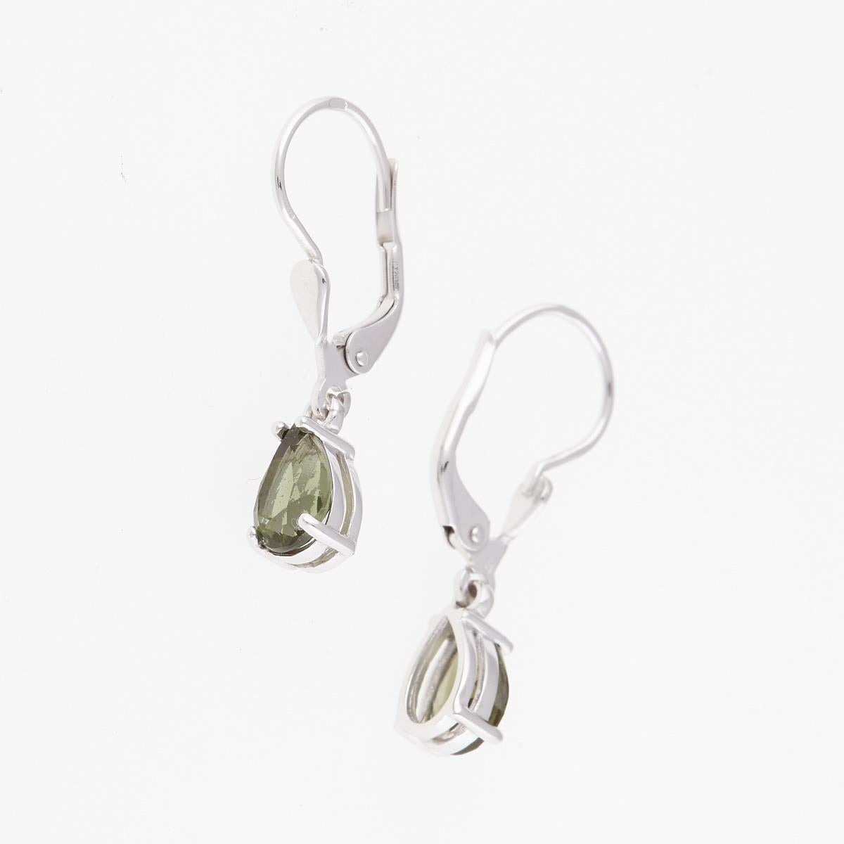 Golden earrings with moldavites 2019-4