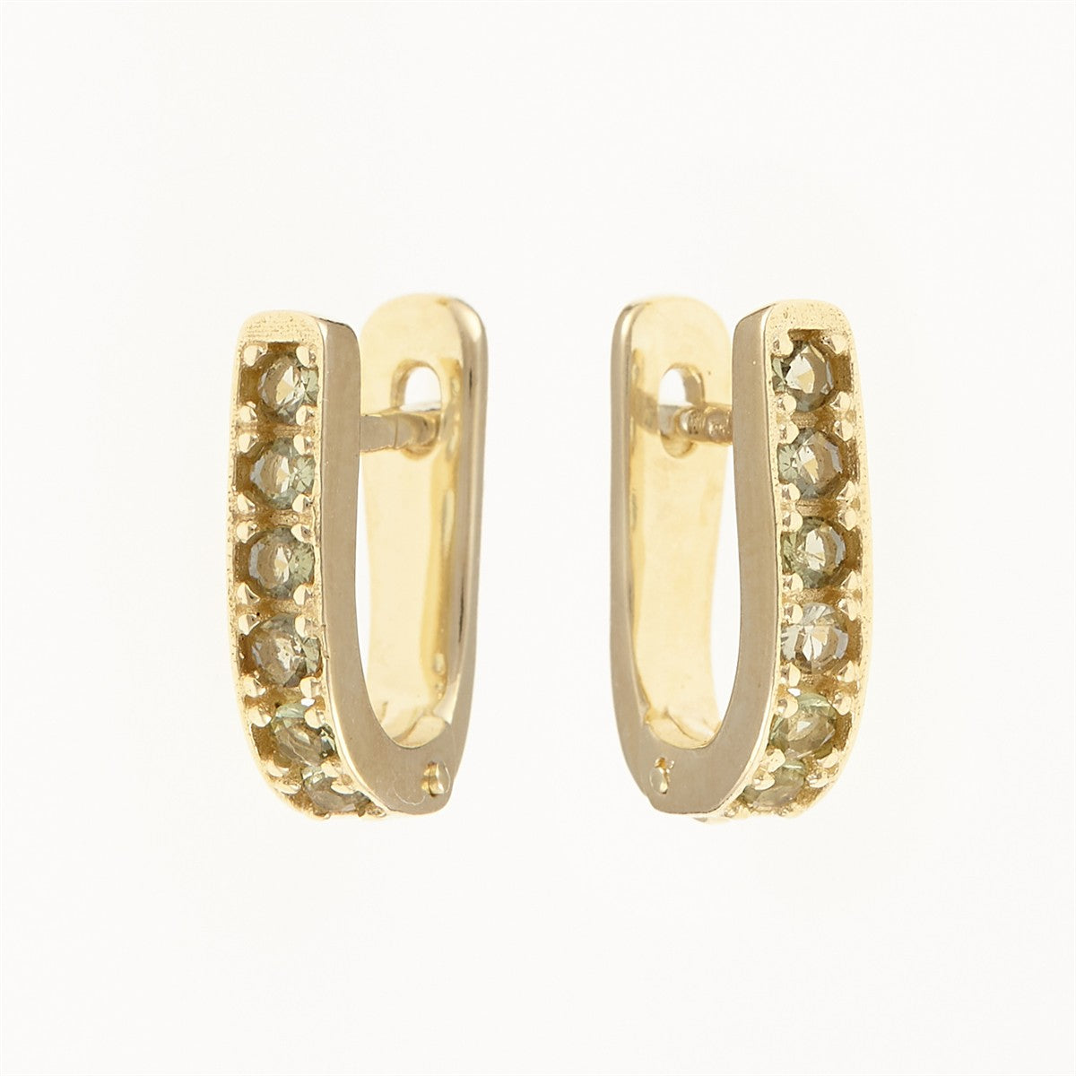 Golden earrings with moldavites 2066-1