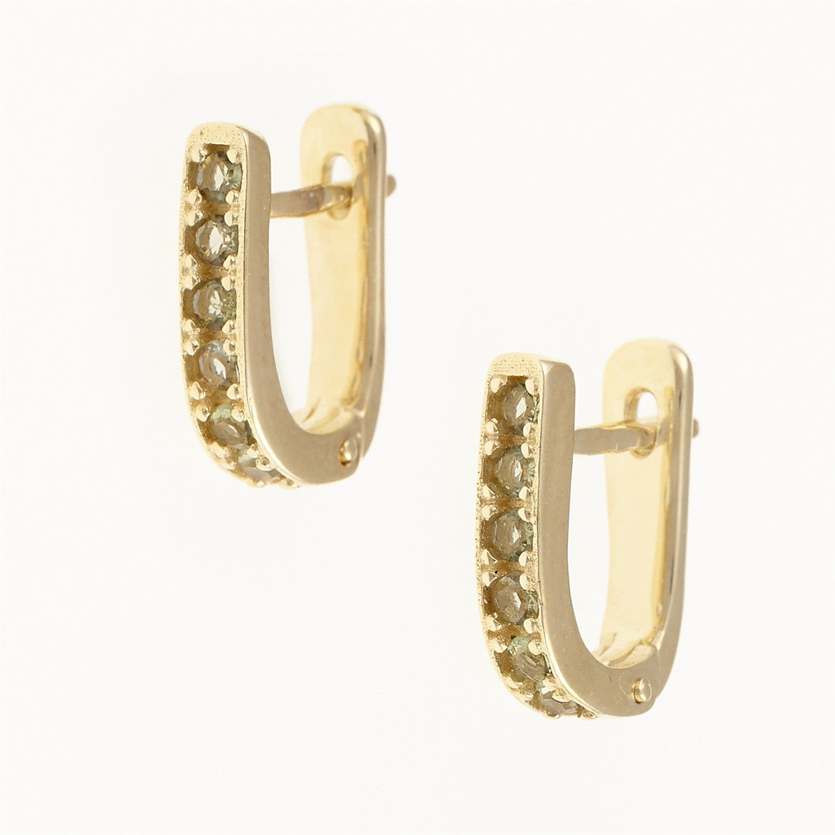 Golden earrings with moldavites 2066-1