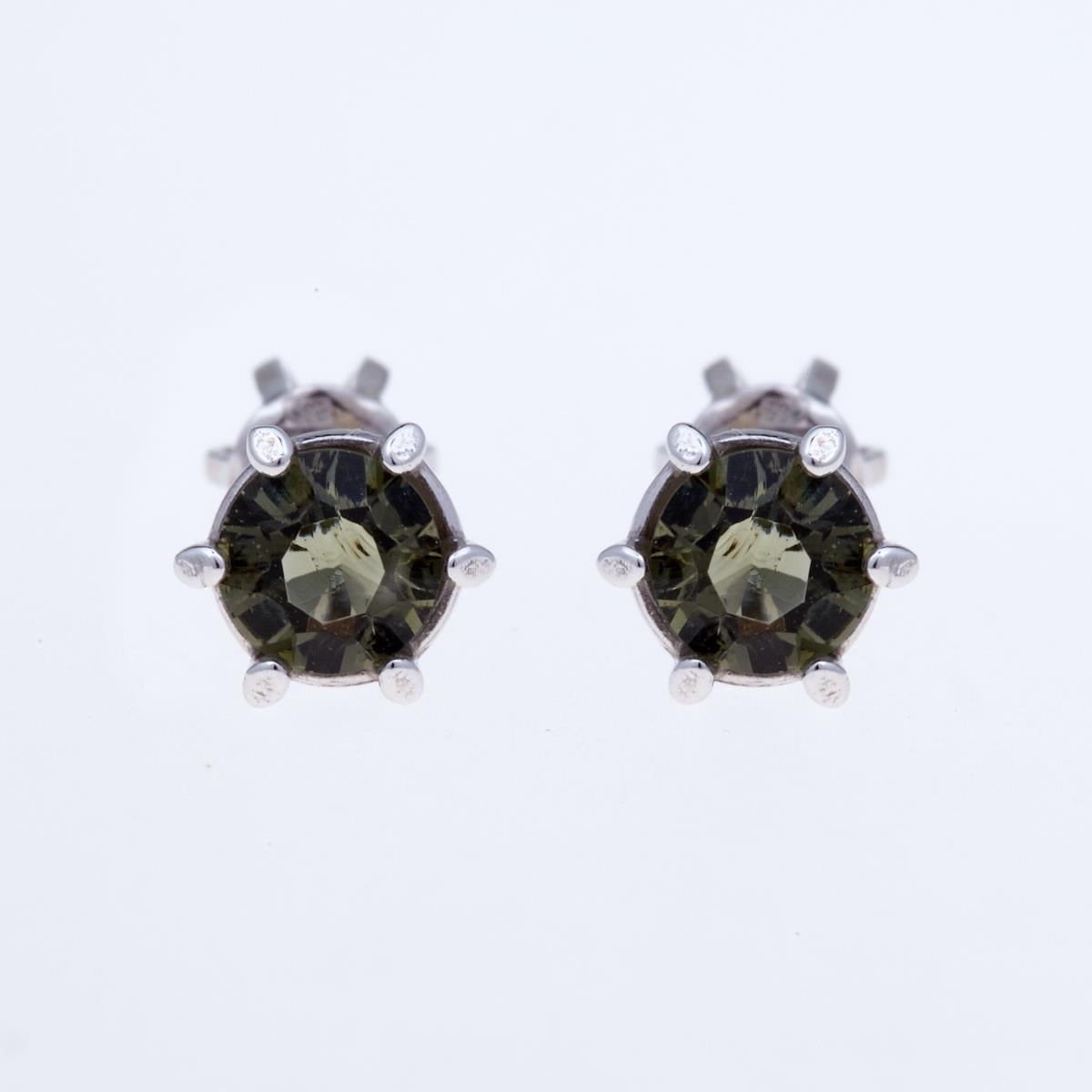 Golden earrings with moldavites AUV2138-3WG