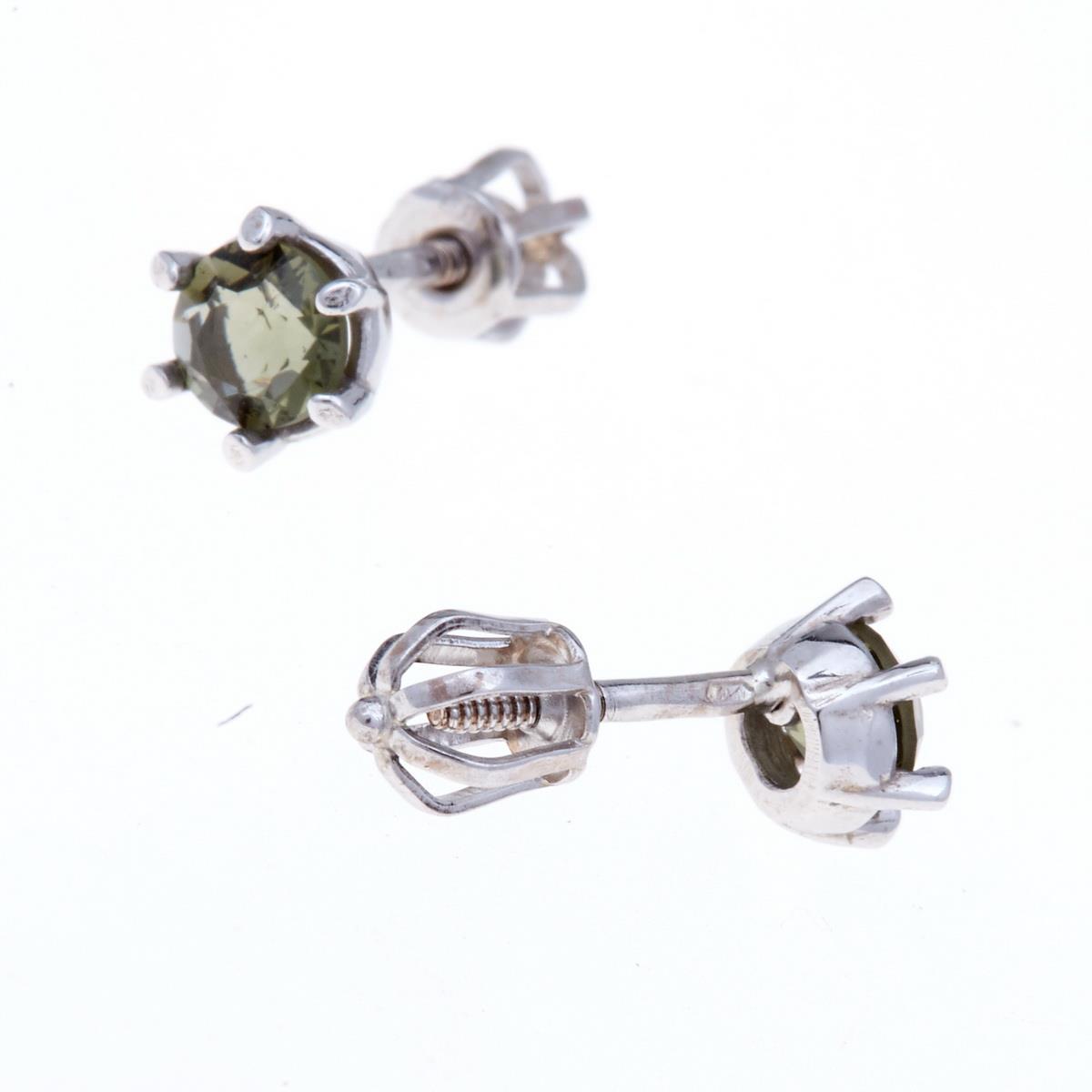 Golden earrings with moldavites AUV2138-3WG